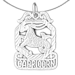 Colgante con signo del zodíaco Capricornio en plata de ley (chapado en rodio o oro amarillo)