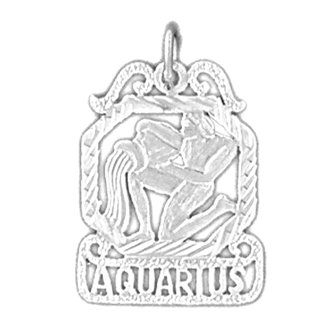 Sterling Silver Aquarius Zodiac Sign Pendant