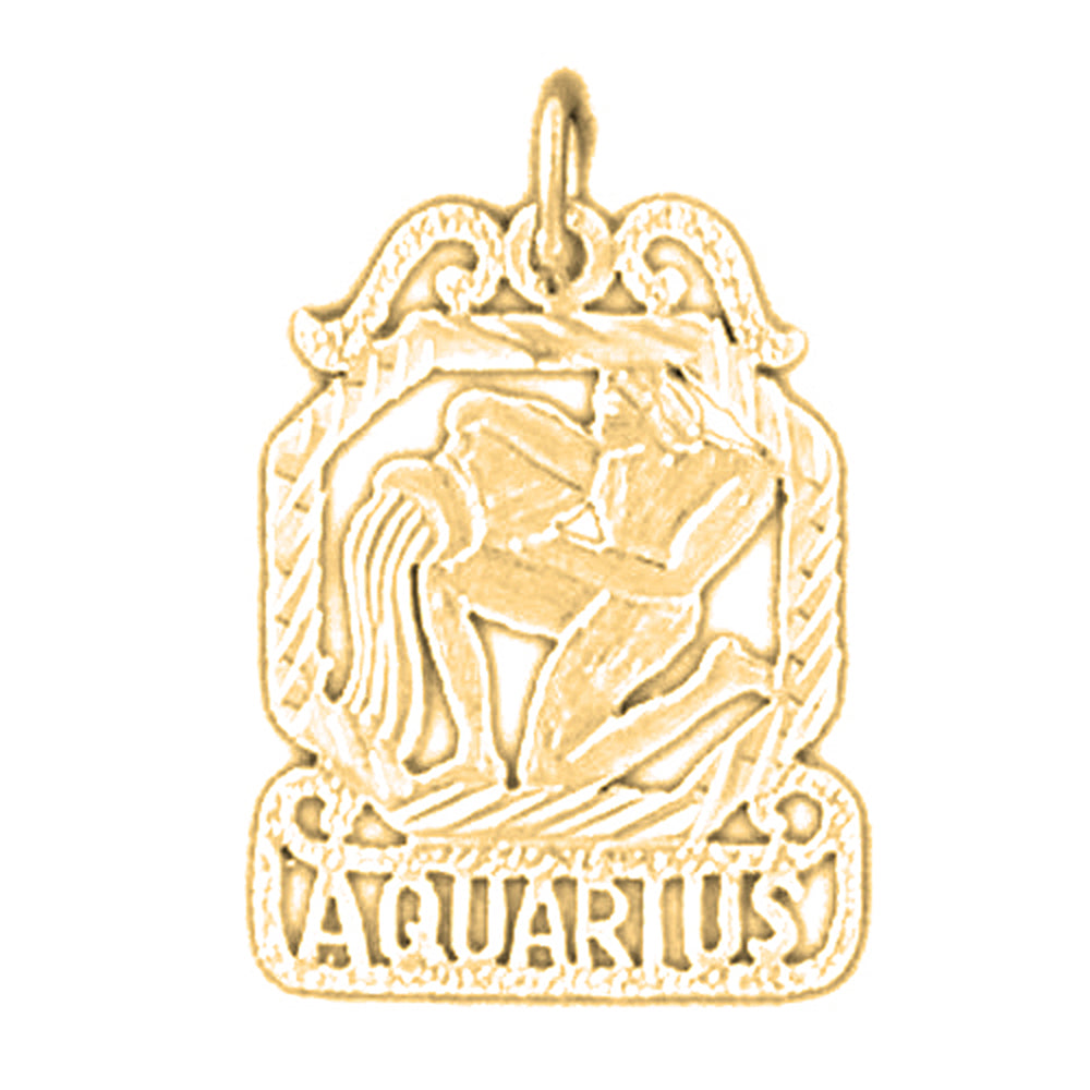 Yellow Gold-plated Silver Aquarius Zodiac Sign Pendant