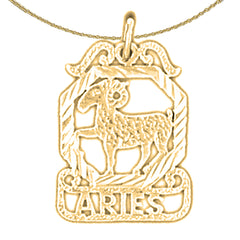 Sterling Silver Aries Zodiac Sign Pendant (Rhodium or Yellow Gold-plated)