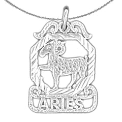 Colgante con signo del zodíaco Aries de plata de ley (bañado en rodio o oro amarillo)