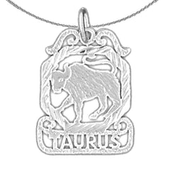 Sterling Silver Taurus Zodiac Sign Pendant (Rhodium or Yellow Gold-plated)