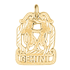 Yellow Gold-plated Silver Gemini Zodiac Sign Pendant