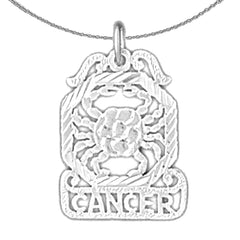 Sterling Silver Cancer Zodiac Sign Pendant (Rhodium or Yellow Gold-plated)