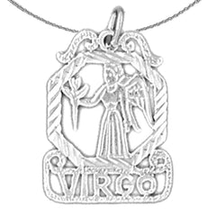 Sterling Silver Virgo Zodiac Sign Pendant (Rhodium or Yellow Gold-plated)