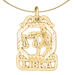 Sterling Silver Libra Zodiac Sign Pendant (Rhodium or Yellow Gold-plated)