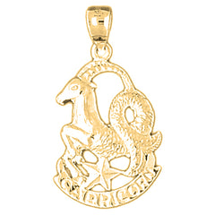 Yellow Gold-plated Silver Capricorn Zodiac Sign Pendant