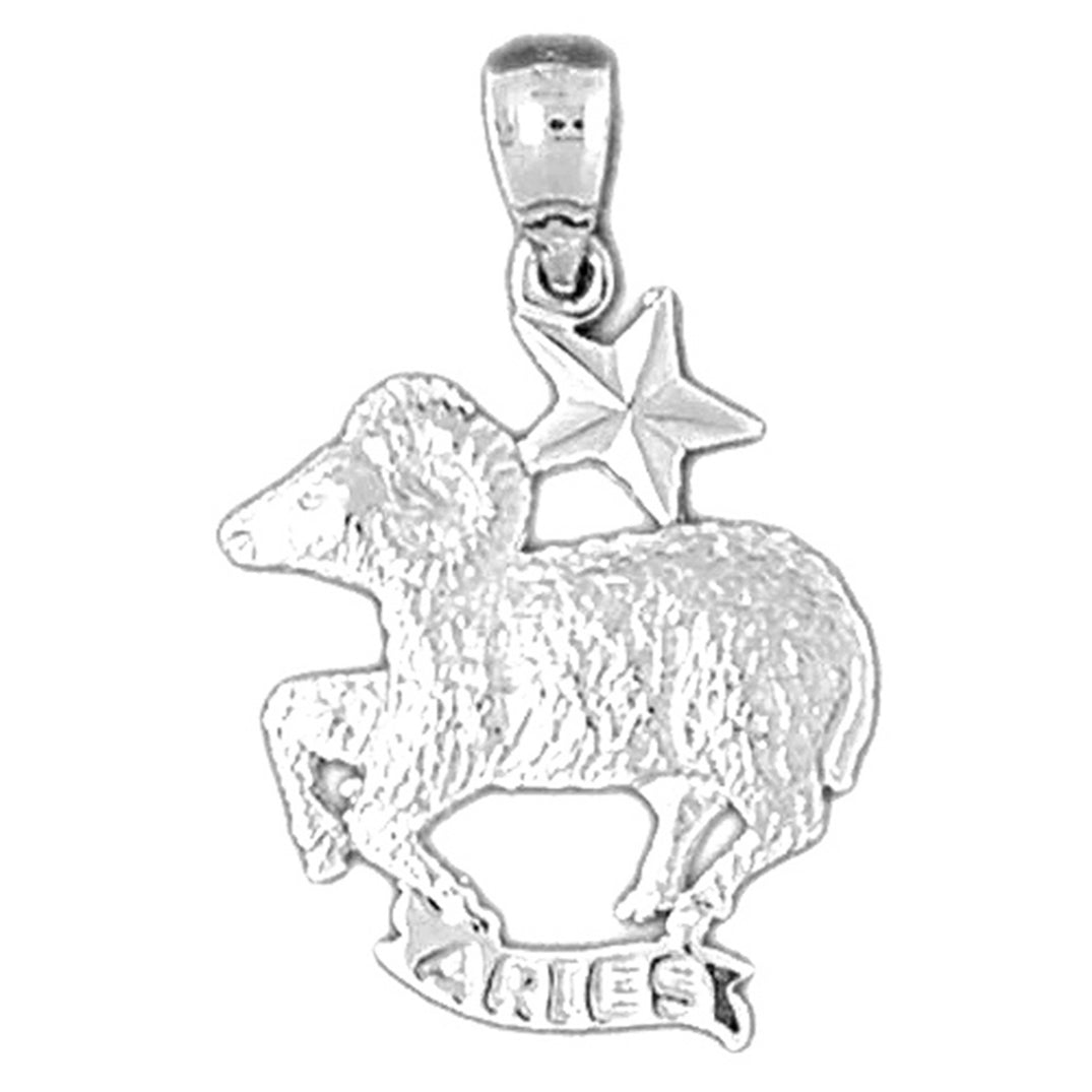 Sterling Silver Aries Zodiac Sign Pendant