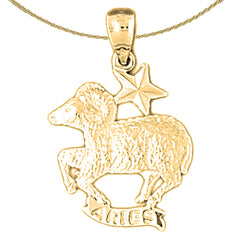 Sterling Silver Aries Zodiac Sign Pendant (Rhodium or Yellow Gold-plated)