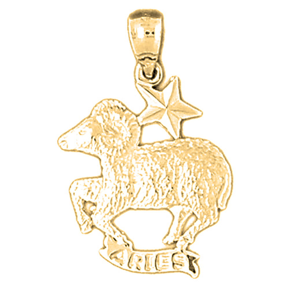 Yellow Gold-plated Silver Aries Zodiac Sign Pendant