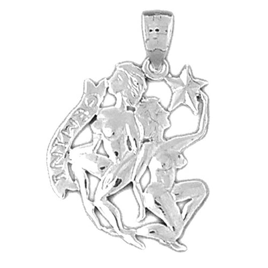 Sterling Silver Gemini Zodiac Sign Pendant