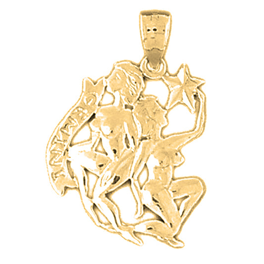 Yellow Gold-plated Silver Gemini Zodiac Sign Pendant