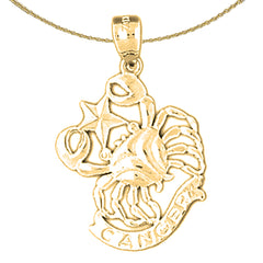 Sterling Silver Cancer Zodiac Sign Pendant (Rhodium or Yellow Gold-plated)