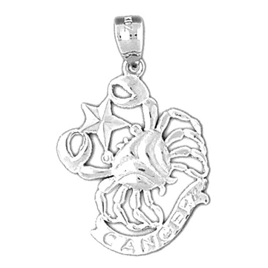 Sterling Silver Cancer Zodiac Sign Pendant