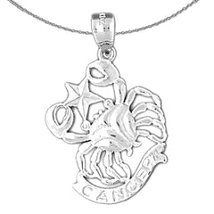 Colgante con signo del zodiaco Cáncer de plata de ley (bañado en rodio o oro amarillo)