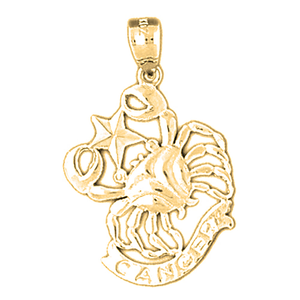 Yellow Gold-plated Silver Cancer Zodiac Sign Pendant