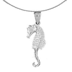 Sterling Silver Seahorse 3D Pendant (Rhodium or Yellow Gold-plated)