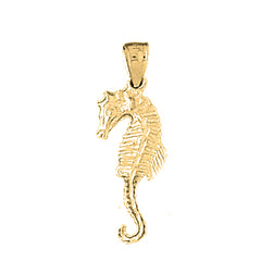 Yellow Gold-plated Silver Seahorse 3D Pendant