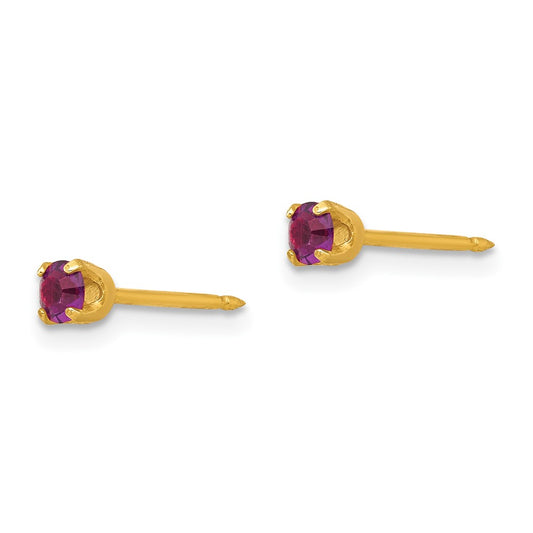 Inverness 14K Yellow Gold 3mm February Crystal Birthstone Post Earrings