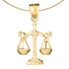 Sterling Silver Libra Zodiac Sign Pendant (Rhodium or Yellow Gold-plated)
