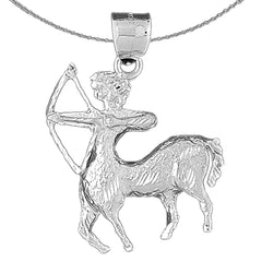 Sterling Silver Sagittarius Zodiac Sign Pendant (Rhodium or Yellow Gold-plated)