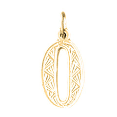 Yellow Gold-plated Silver Number Zero, #0 Pendant