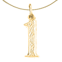 Sterling Silver Number One, #1 Pendant (Rhodium or Yellow Gold-plated)