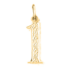 Yellow Gold-plated Silver Number One, #1 Pendant