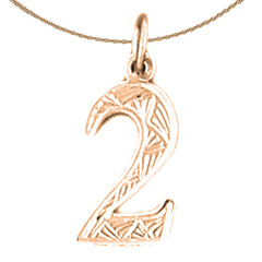 14K or 18K Gold Number Two, #2 Pendant