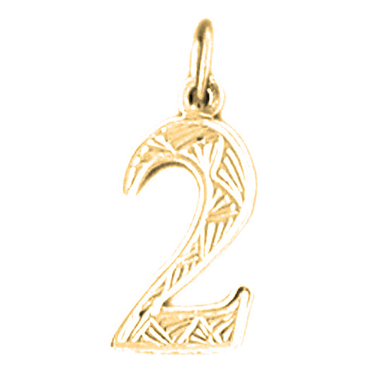 Yellow Gold-plated Silver Number Two, #2 Pendant