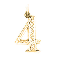 Yellow Gold-plated Silver Number Four, #4 Pendant
