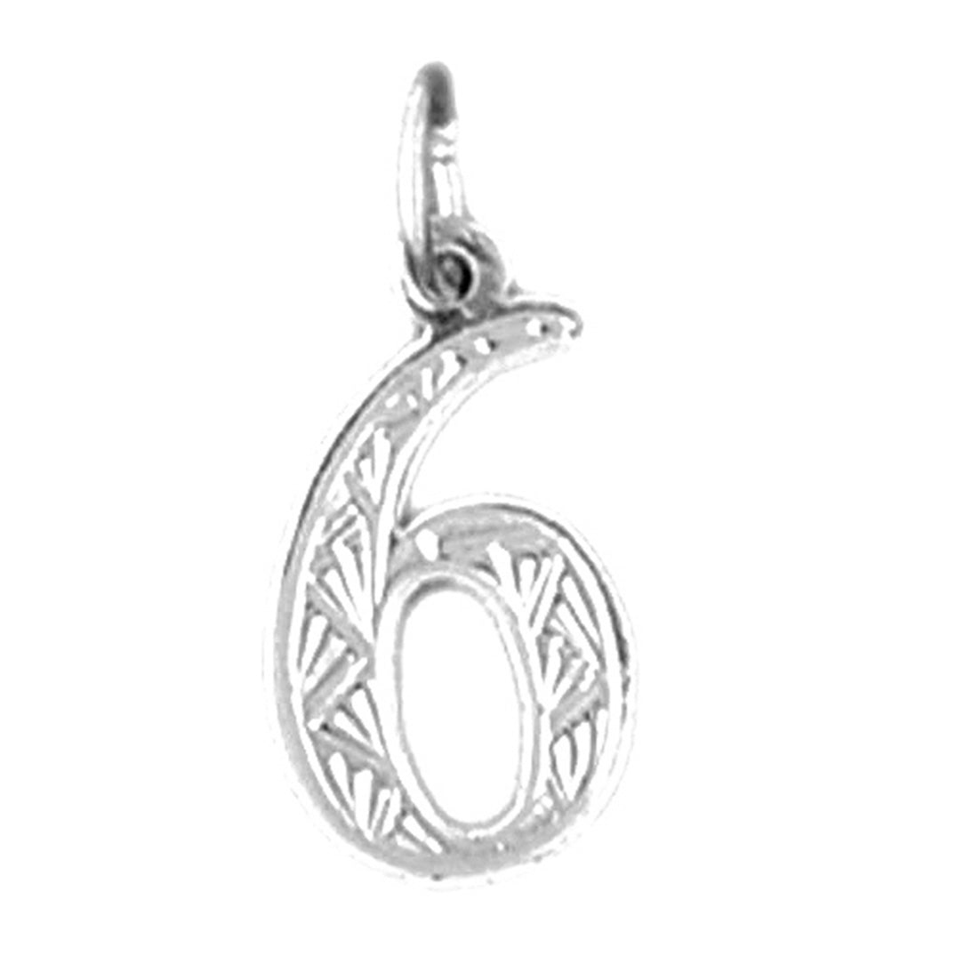 Sterling Silver Number Six, #6 Pendant