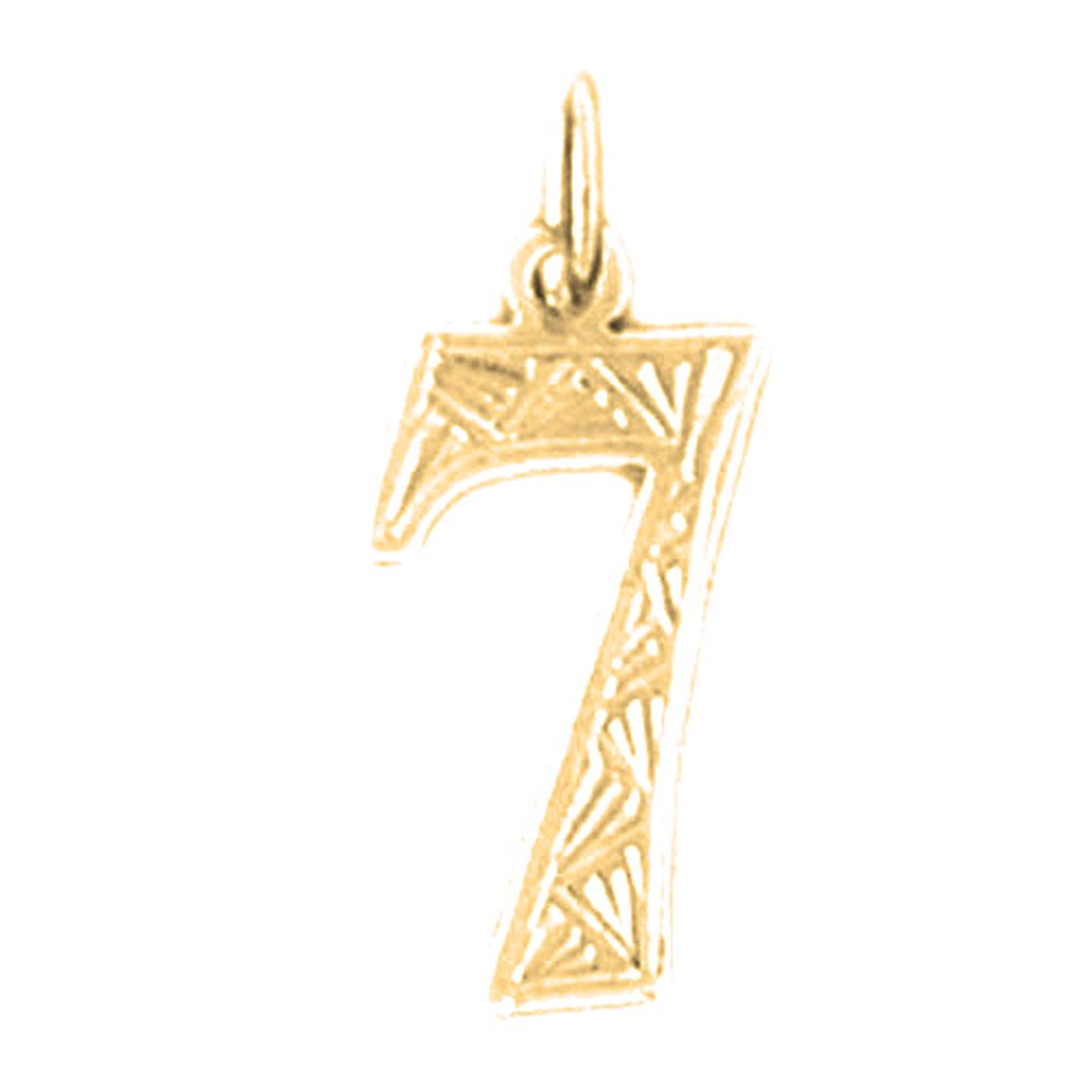 Yellow Gold-plated Silver Number Seven, #7 Pendant