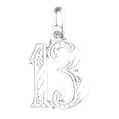 Sterling Silver Number Thirteen, #13 Pendant