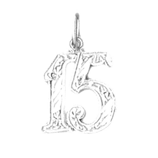 Sterling Silver Number Fifteen, #15 Pendant
