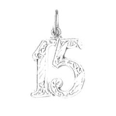 Sterling Silver Number Fifteen, #15 Pendant