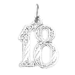 Sterling Silver Number Eighteen, #18 Pendant
