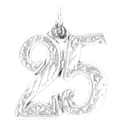 Sterling Silver Number Twenty Five, #25 Pendant