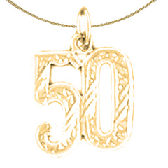 Anhänger Nummer Fünfzig aus Sterlingsilber, Nr. 50 (rhodiniert oder gelbvergoldet)