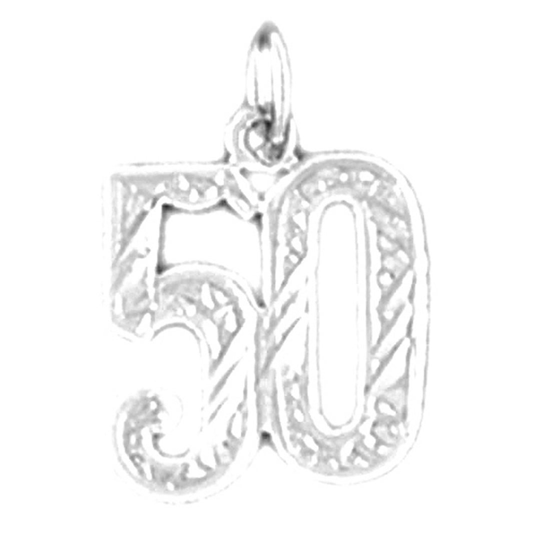 Sterling Silver Number Fifty, #50 Pendant