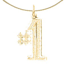 Sterling Silver #1, Number One Pendant (Rhodium or Yellow Gold-plated)