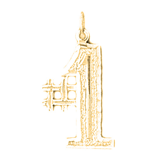 Yellow Gold-plated Silver #1, Number One Pendant