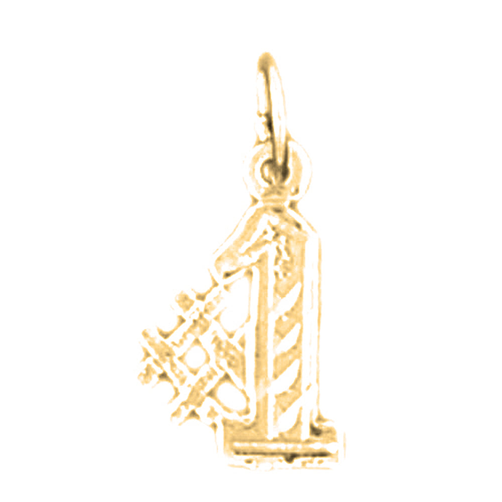 Yellow Gold-plated Silver #1, Number One Pendant