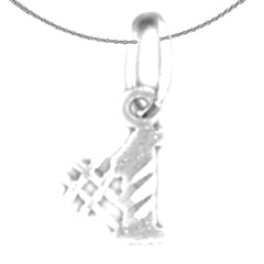 Sterling Silver #1, Number One Pendant (Rhodium or Yellow Gold-plated)