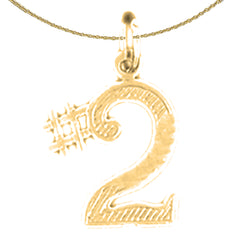 Sterling Silver #2, Number Two Pendant (Rhodium or Yellow Gold-plated)