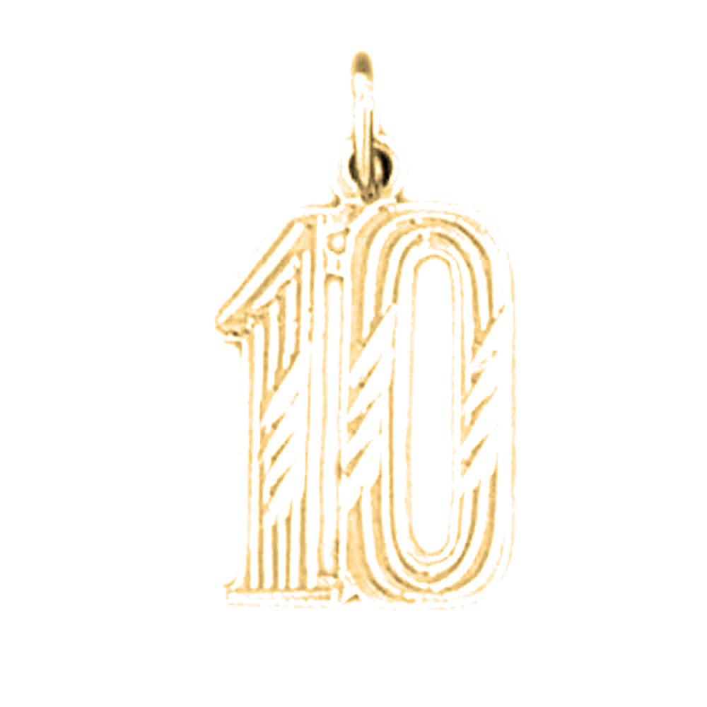 Yellow Gold-plated Silver 10, Ten Pendant