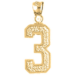 Yellow Gold-plated Silver Three, 3 Pendant