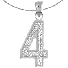 Sterling Silver Four, 4 Pendant (Rhodium or Yellow Gold-plated)