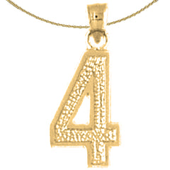 Sterling Silver Four, 4 Pendant (Rhodium or Yellow Gold-plated)