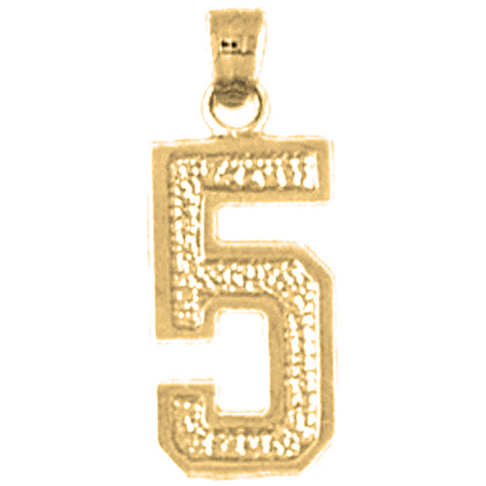 Yellow Gold-plated Silver Five, 5 Pendant